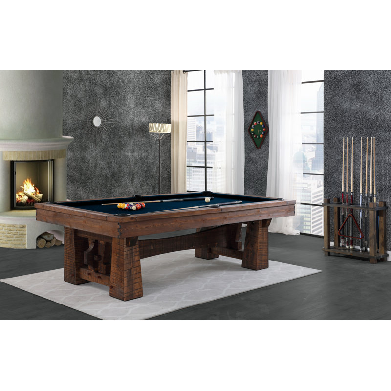 Bull Run 8' Slate Pool Table with Professional Installation Included, Navy, No
