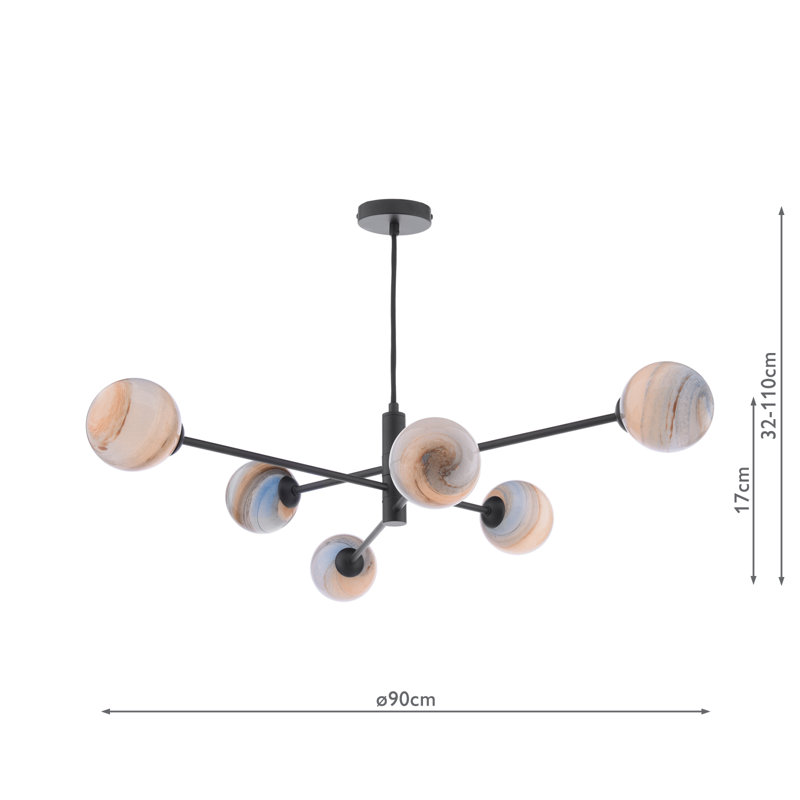 6 - Light Matt Black Pendant