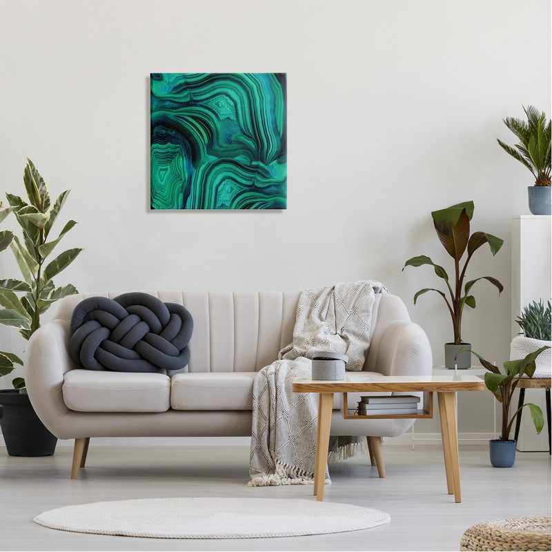 «Green and Blue Malachite Abstract» par Danielle Carson, impression sur toile tendue, H 24 po x l 24 po x P 1,5 po