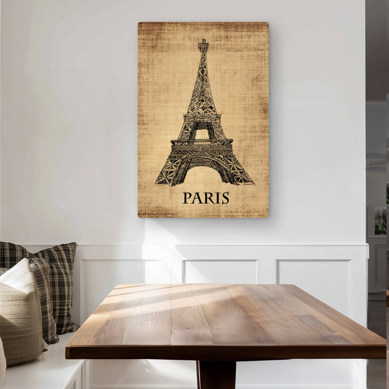 Eiffel Tower Illustration - Metal Print for Home Decor
