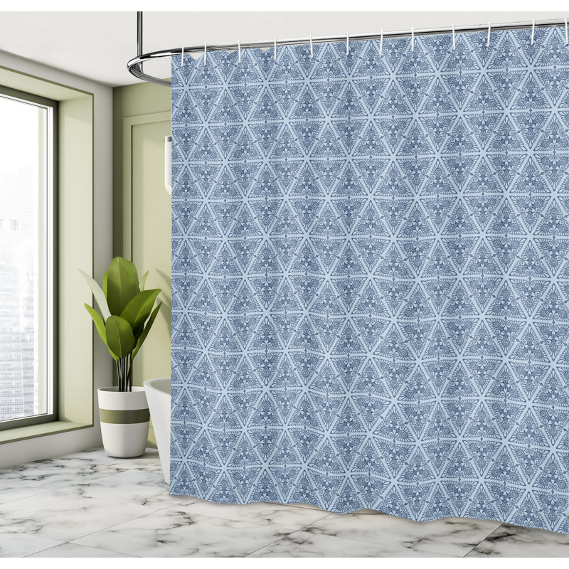 Ensemble de rideau de douche + crochets, H 69 po x l 70 po, Azure pâle