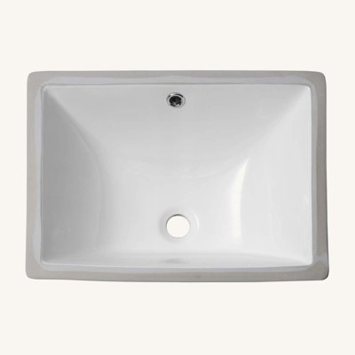 Lavabo de salle de bain rectangulaire encastré en céramique blanche 20,25 po x 15 po - résistant aux taches avec trop-plein, conception d'inspiration européenne