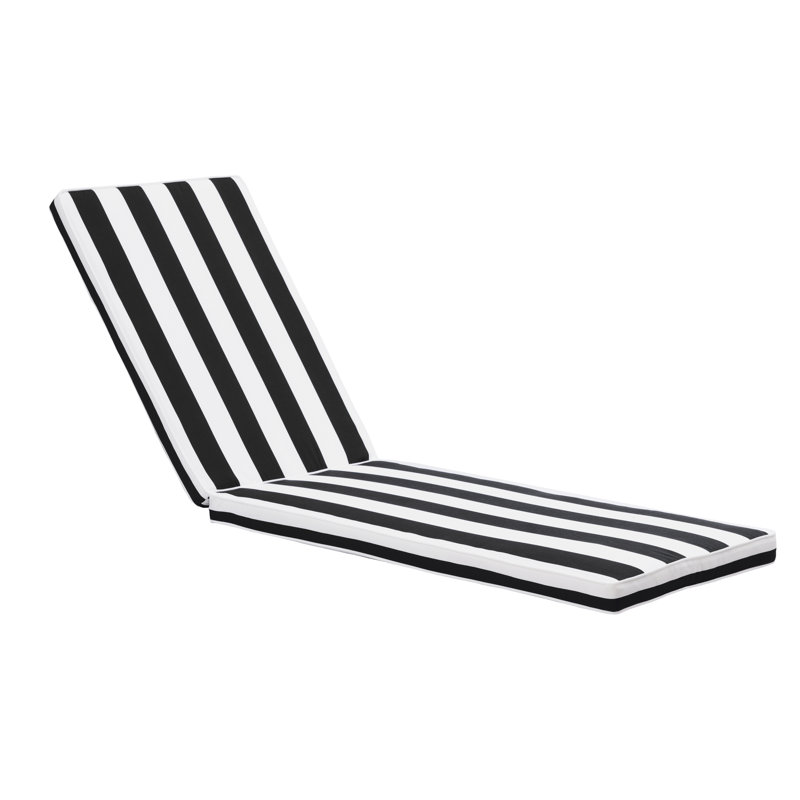 2Pcs Chaise Lounge Cushion , High , & Fade , Removable Zippered Case, Sponge Fill, Versatile Straps Outdoor Fine Material, Cover, Strong High Resilience Sponge, Adjustable Straps, Black White Stripes