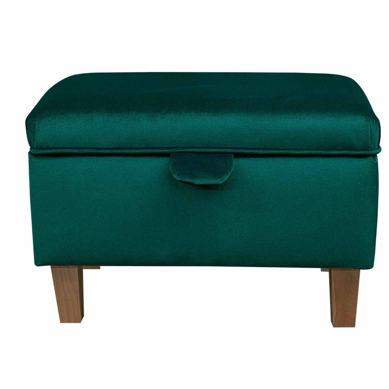 50cm Emerald Green Velvet Storage Ottoman