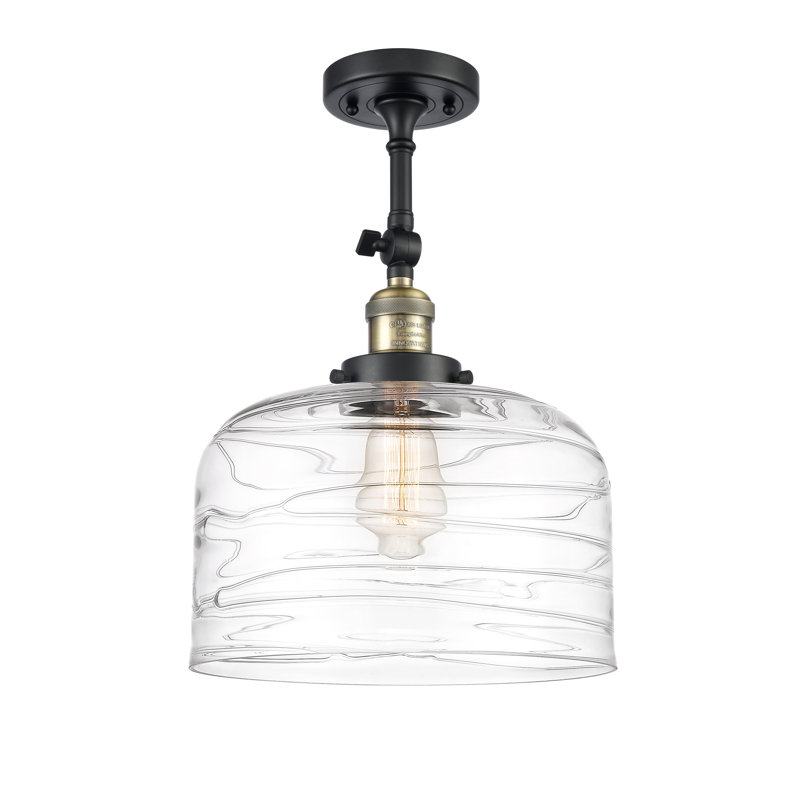 Areyana Glass Semi Flush Mount, No Bulb Included, Black Antique Brass