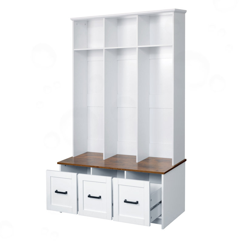 Mayotte avec 3 tablettes et tiroirs, Blanc