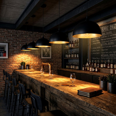 Luminaire suspendu en dôme industriel 11,81 po à 1 lumière avec abat-jour en métal pour îlot de cuisine Danialah