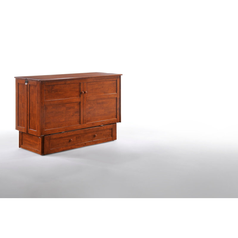 Cherry Queen Cabinet Bed with Gel Memory Foam Mattress and USB Ports
