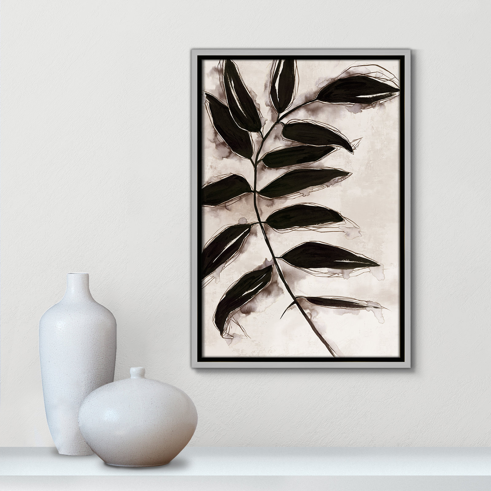 Leaves II by Eva Watts, 19.5" H x 13.5" W x 2" D, Silver Framed
