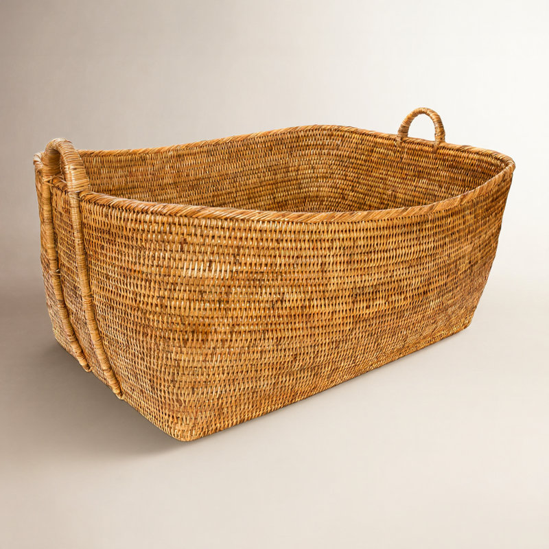 Birch Lane™ Thelma Rattan Decorative Basket, Honey Brown, 14" H x 31" W x 25" D