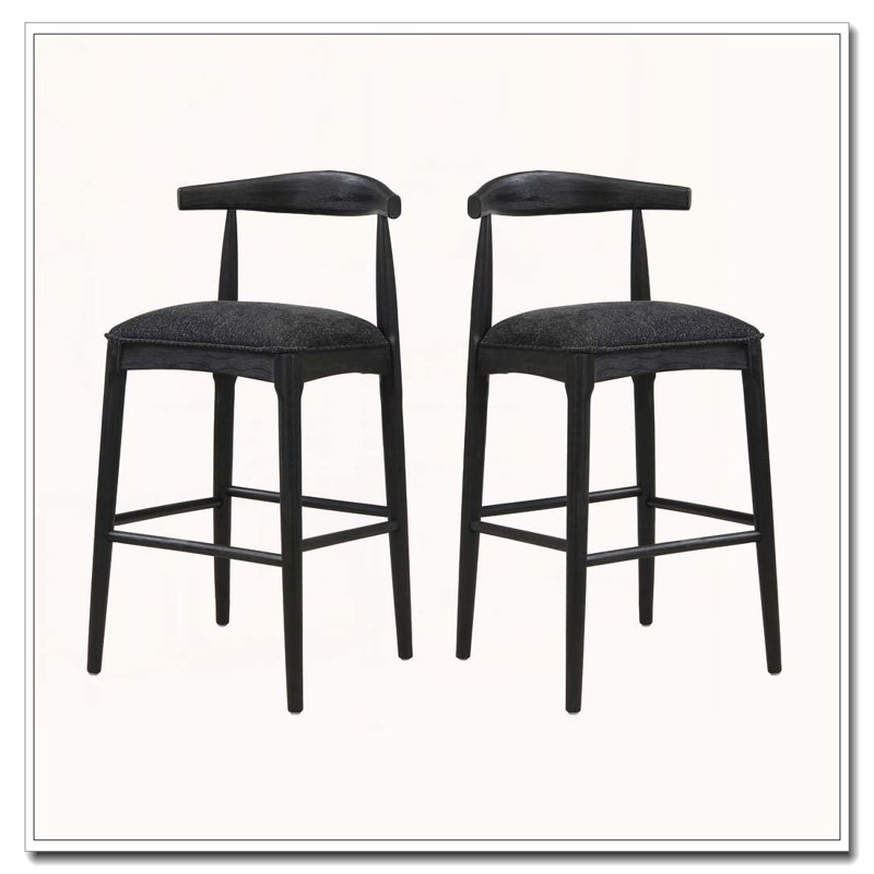 Wood Frame Barstool, Bar Stool (30.5" Seat Height), Black