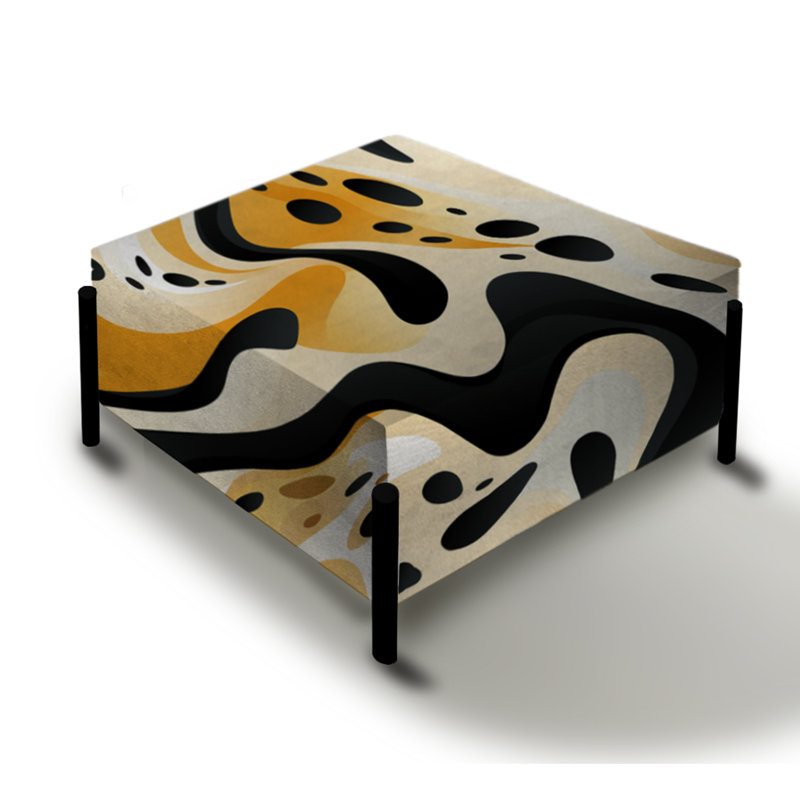 Imprimé guépard moderne orange et noir - Grand repose-pieds carré imprimé animal