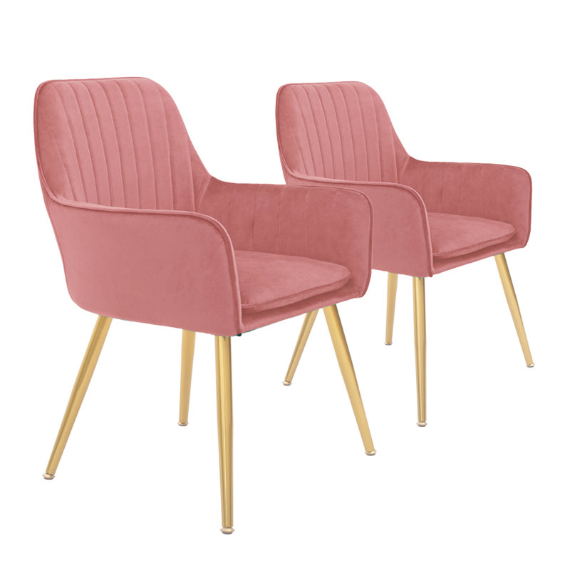 Jevita Velvet Arm Chair, Set Of 2, Pink