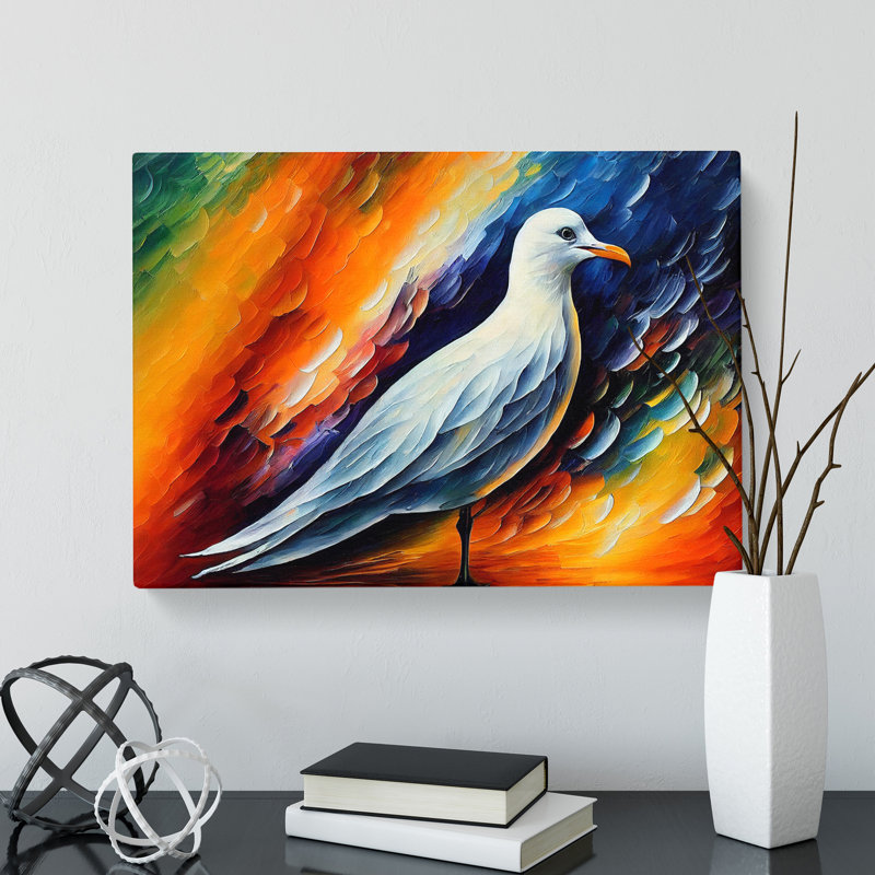 Seagull Painting Abstract - Wrapped Canvas, 40cm H x 60cm W x 3cm D
