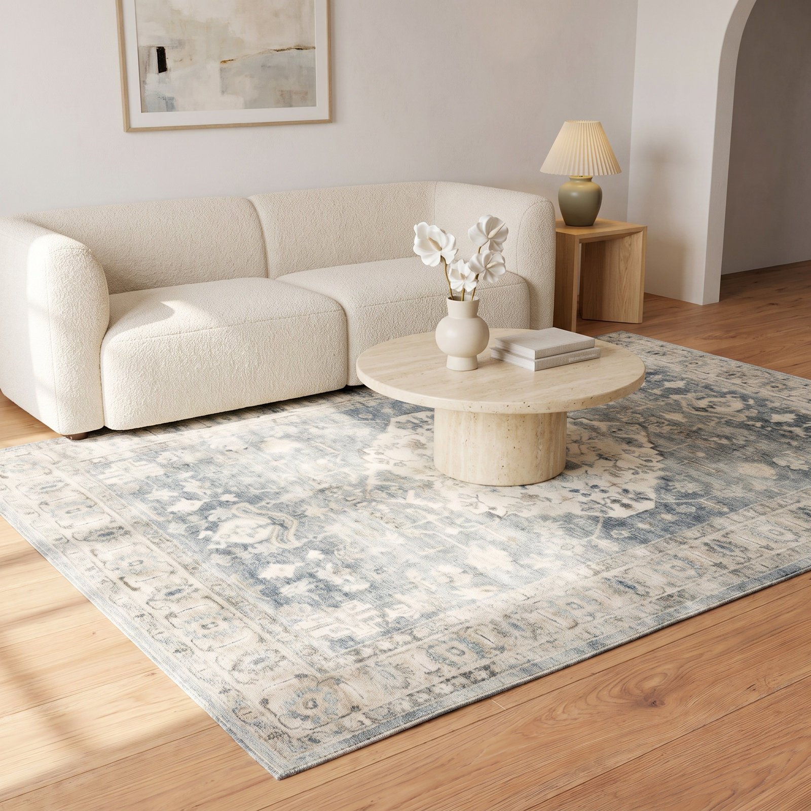 Sera Denim Fog Oriental Rug, Rectangle 7'6" x 9'6"