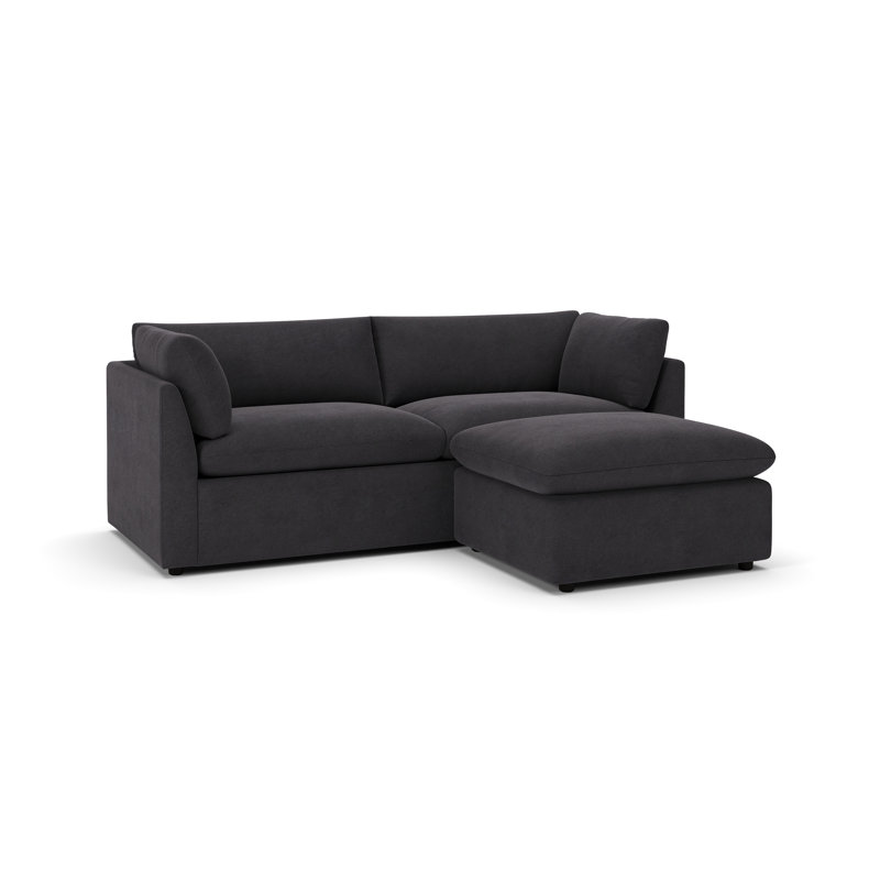 Canapé rembourré avec repose-pieds Kallie, Velours performance Bella Gunmetal Bella