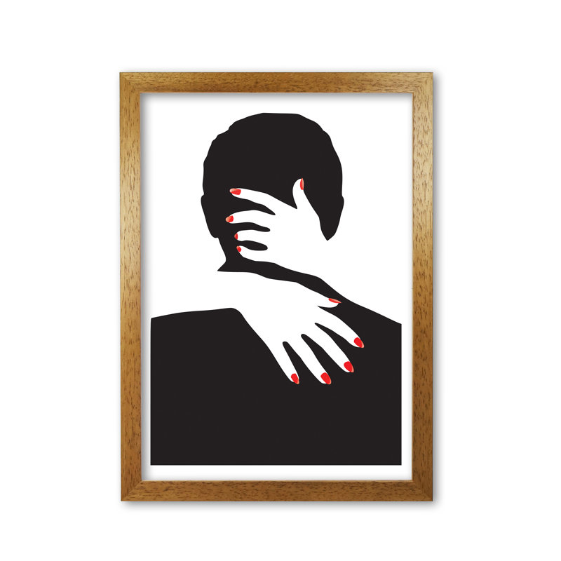 Abstract Man And Hands - Print, Honey Oak Frame, 60 cm H x 42 cm W x 5 cm D