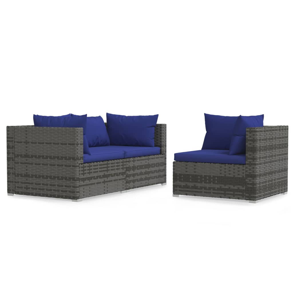 3-Sitzer Lounge-Set Karre aus Polyrattan mit Polster