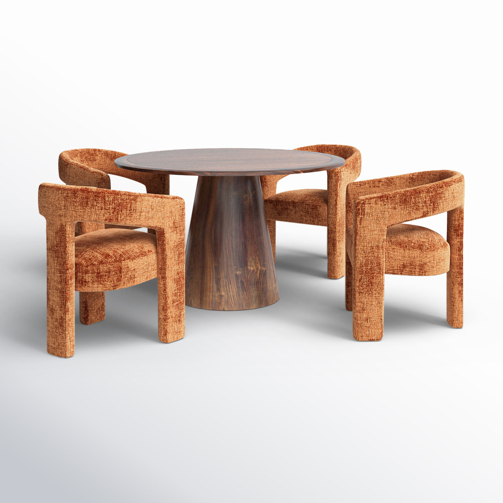 Darlington 5-Piece Dining Set, Gwen Rust Microsuede, Walnut