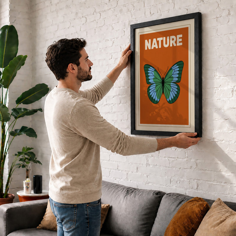 Nature Butterfly Minimalist - Print, A3 - 42.0 x 29.7 cm, White