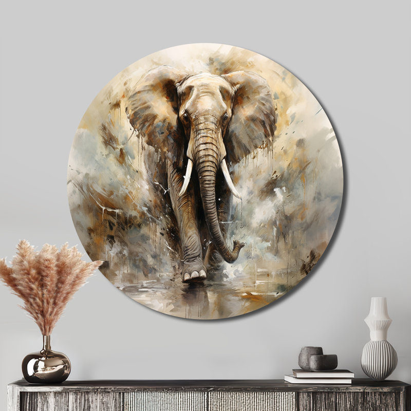 Topi - animaux, art rond en métal, H 16 po x l 16 po