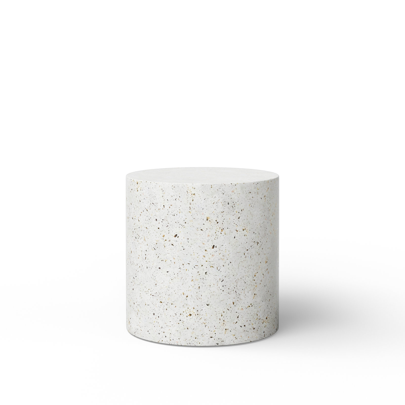 Concrete Pedestal End Table, Ivory Terrazzo, 19.75" H x 19.75" W x 19.75" D