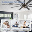 52 po / 65 po. Ventilateurs de plafond noirs avec lumières - Ventilateur de plafond intérieur avec lumière et télécommande, 8 pales, ventilateur de plafond moderne réversible pour chambre à coucher-823044204