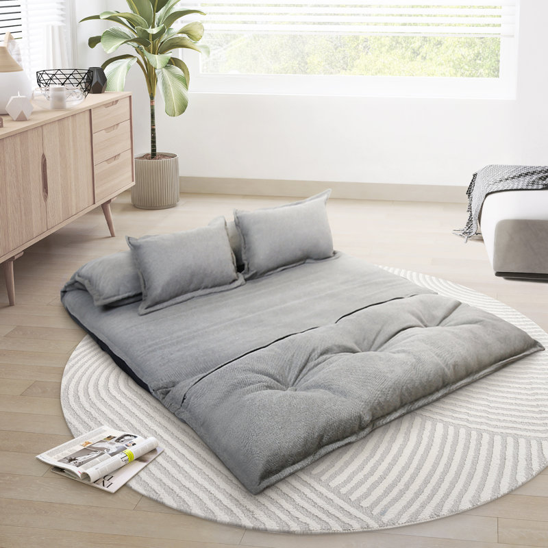Lit d'invité. Tapis de jeu. Plancher de gymnase. Canapé. Un seul matelas suffit. La housse est lavable., Simple, Gris