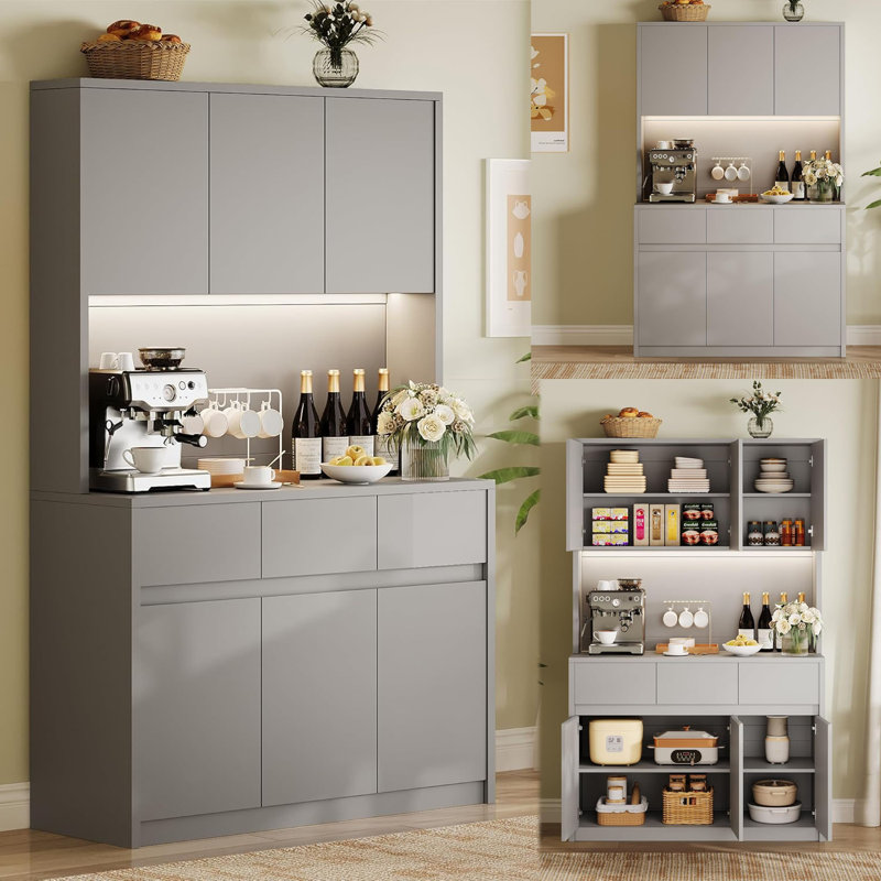 Grande armoire de rangement de 70 po avec lumières à DEL et prises de courant
