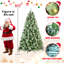 Arbre de Noël avec lumières DEL blanc chaud - pointes en PVC et aiguilles dures, pommes de pin, conception à branches articulées, support en métal robuste - arbre de Noël réaliste-1458775636