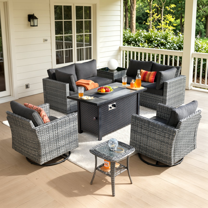 Ensemble de conversation modulaire avec coussins Hop, Noir, 2