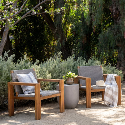 Vexa Modern Coastal Acacia Wood Outdoor Club Chair with PE Wicker Backrest and Seat