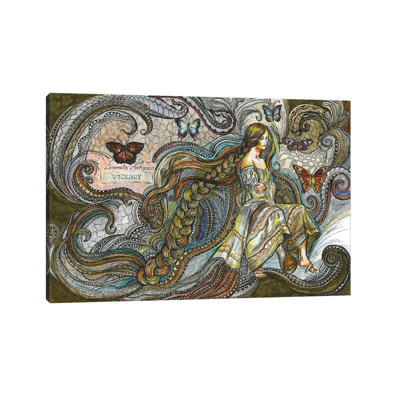 «Butterfly Fairy» par Fanitsa Petrou - peinture sur toile tendue, H 26 po x l 40 po x 1,5 po