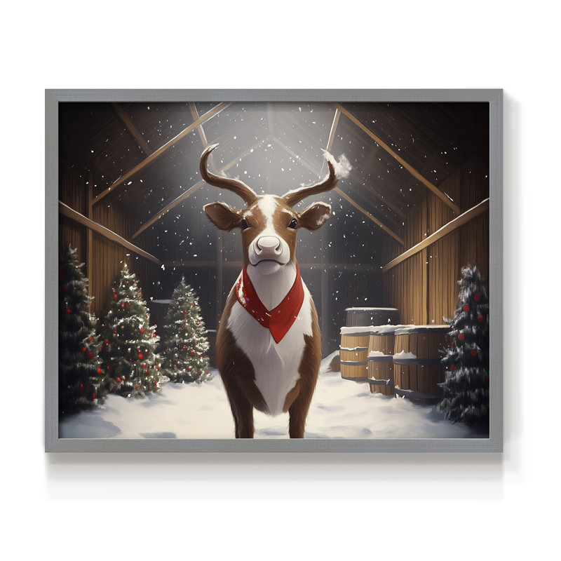 Art de Noël - CMXLIV - Reproduction encadrée - Restickable, H 22 po x l 28 po, Gris