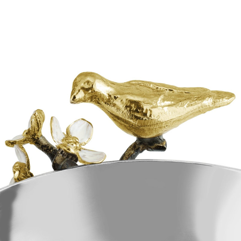 Lovebirds Stainless Steel and Enamelware Nut Bowl