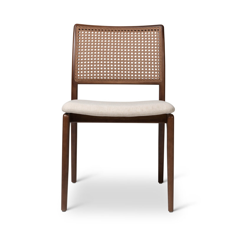 Medley Ivory and Nogal Upholstered Cane Back Side Chair