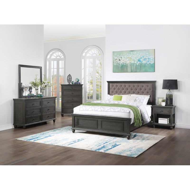 Durand Upholstered Standard Bed, Gray, King