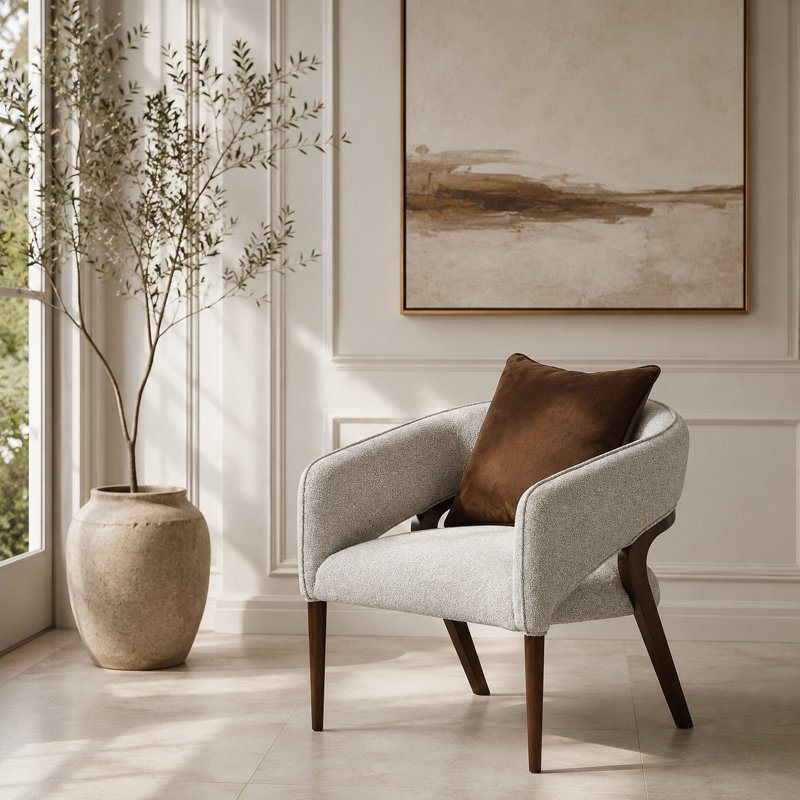 Houston Accent Chair - Pebble/Walnut