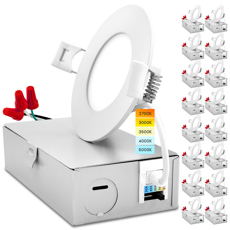 3'' Selectable Color Temperature Dimmable Air-Tight IC Rated LED Canless Recessed Lighting Kit