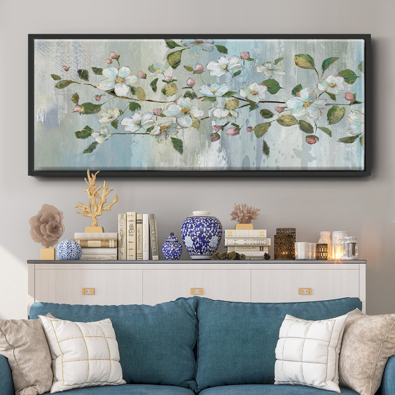 Painterly Blossoms - toile encadrée, H 12 po x l 30 po