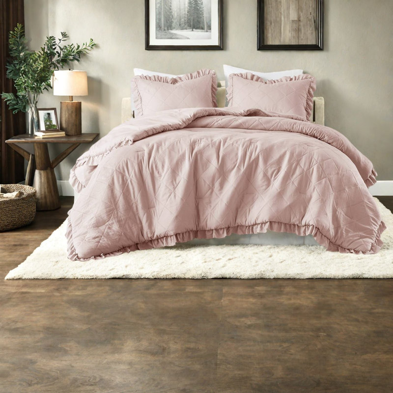 Soft Microfiber Bedding Sets, Quilted Full Queen Ruffle Set For Home