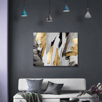 Art mural encadré, peinture imprimée or et argentée pour salon, chambre à coucher, prête à être suspendue