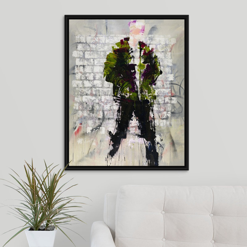 « cool metropolitan », peinture sur toile, H 21,7 po x l 17,7 po x P 1,75 po, Cadre flottant noir