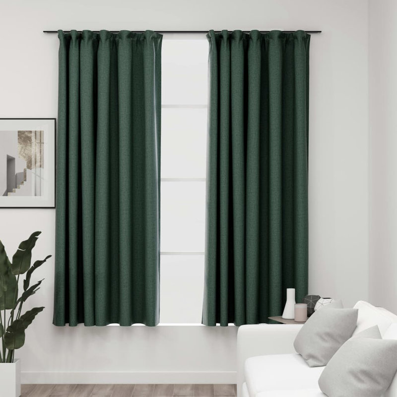 Blackout Curtain Pair, Green, Width 140 x Drop 225 cm