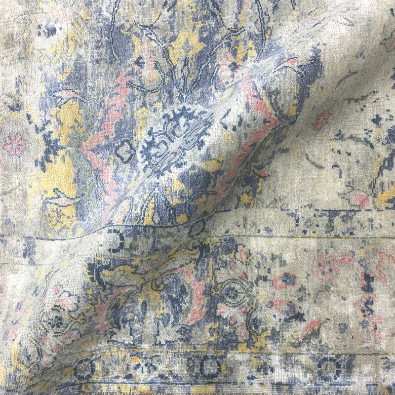 Handmade Silk and Wool Abstract Area Rug, Rectangle 9' x 12'