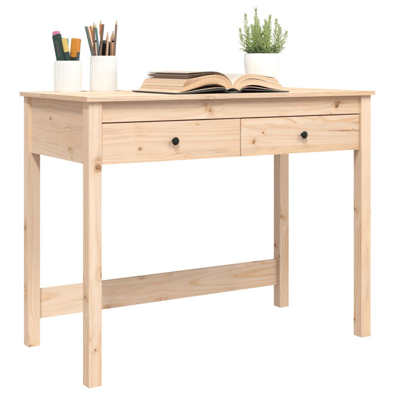 Levica Solid Wood Solid Wood Writing Desk, Brown
