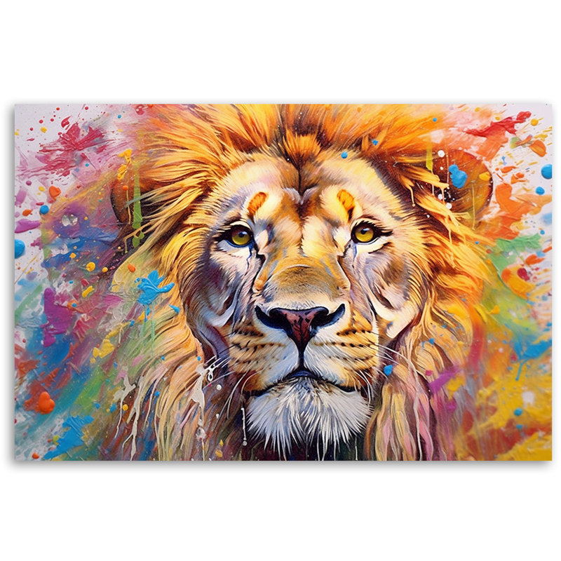 Lion - No Frame Print on Canvas, 80cm H x 120cm W