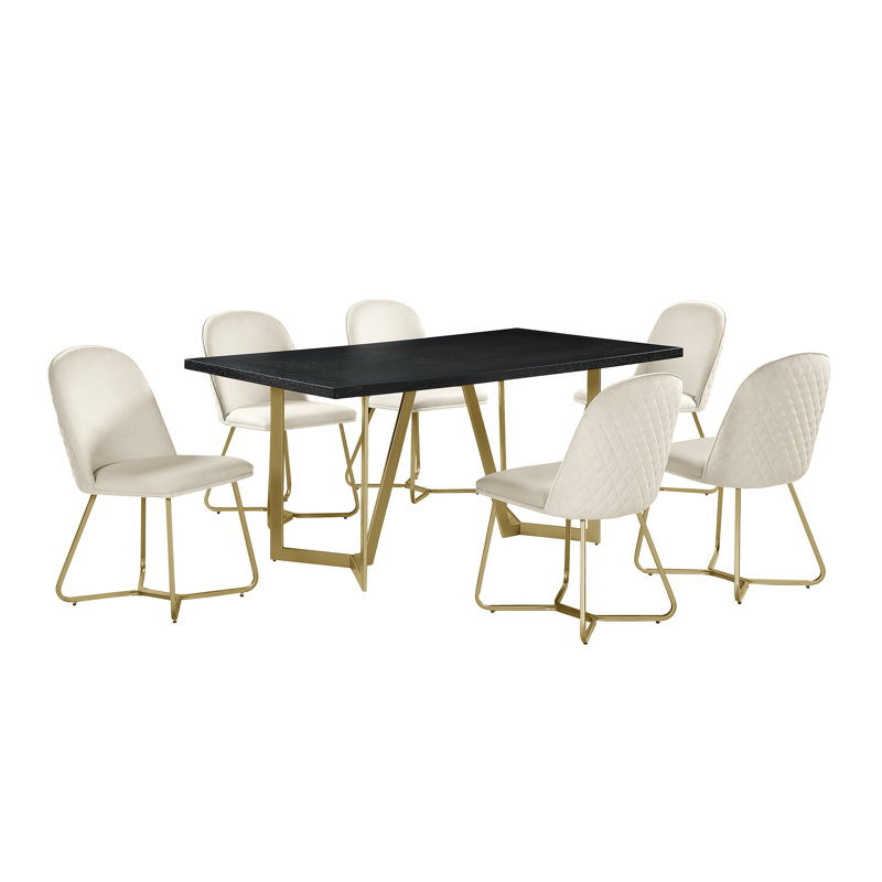 Ensemble repas 6 personnes Cleobury, Noir, Crème