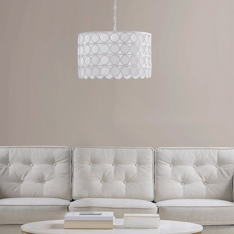 Lustre en verre 4 lumières avec abat-jour cylindrique