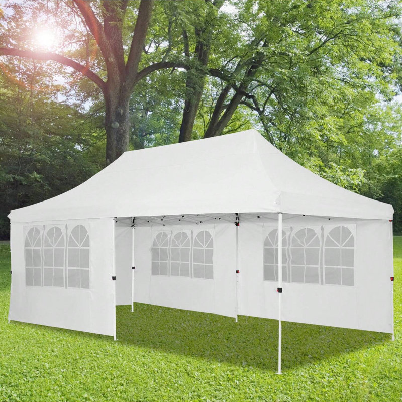 4 Removable Sides, Event Shelter Tent with a Carry Bag for Parties, Wedding & Business, Waterproof Garden Gazebo with Upgraded Metal Frame, UV 50+ 50 Ft. W x 25 Ft. D Aluminum Pop-Up Canopy